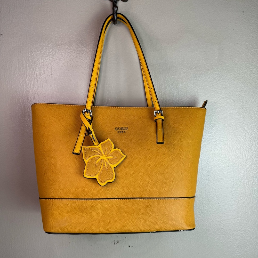 Guess Women’s Mustard Yellow Chandler Tote Purse - Picture 2 of 9